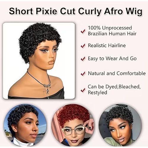 Fashion Ready To Wear Short Curly Pixie Jerry Curl Glueless Wig - image 3