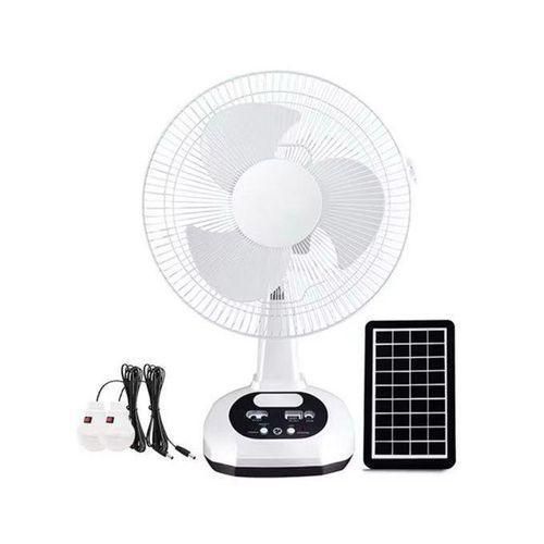Generic 12Inches Rechargeable Table Fan With Solar Panel and 2 bulbs.
