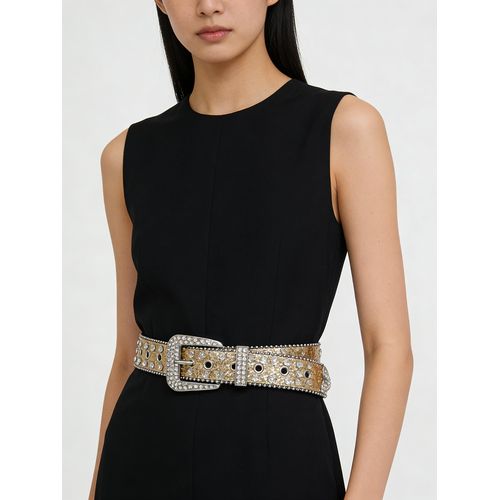 Fashion Gold Skull Rhinestone Belt Glitter Bling Punk Rock