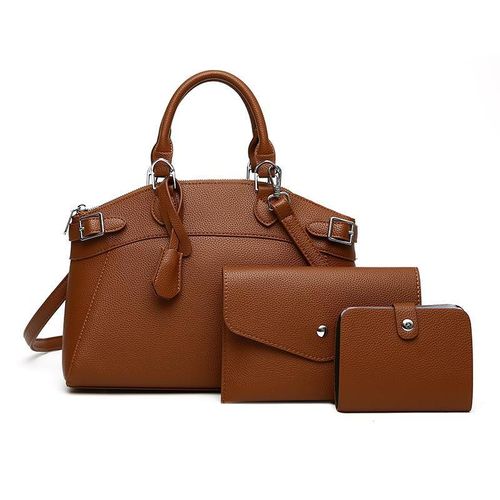 Fashion Women's handbag with wallet - Brown