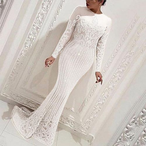 White tight long dress best sale
