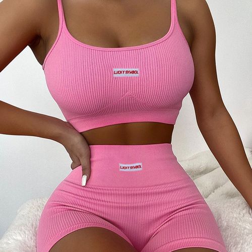 Womens 2 Piece Shorts Outfits Spandex Biker Letter Print Shorts Set Outfit  Two Piece Tracksuits