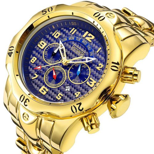 Top Brand Temeite Business Golden Quartz Watch Male Full Steel Big Size Men  Watches Military Wristwatch | Wish