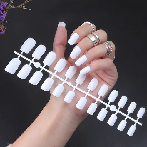 Buy 100Pcs Artificial Nails For Women Stylish Designer Duplicate Nails For  Girls White Fake Nails With 3 GM Nail Glue & 1 Nail Sticker Online at Low  Prices in India - Amazon.in