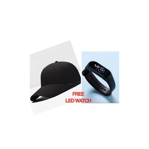 Fashion Unisex Plain Color Face Cap +free Led Watch