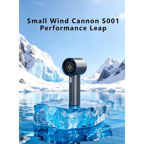 Generic Portable Turbine Neck Fan with USB Rechargeable, Handheld Cooling Fan With LED Display, Blue
