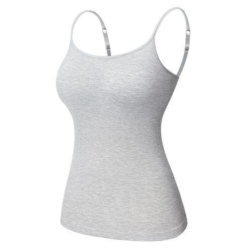 Women Basic Scoop Neck Build in Bra Vest Shirts Camisole Workout Top  Underwear