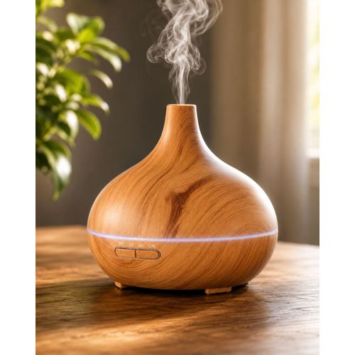 Generic USB Aroma Essential Oil Diffuser Humidifier With LED Light Wood Grain Design