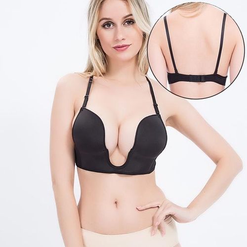 Women Deep U Plunge Backless Under Dress Invisible Push Up Bra