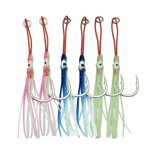 Generic 4pcs/lot Jig Assist Hook Single Hook Jiging Hook Metal Jig High  Carbon Steel With Feather Fishing Jig Hook