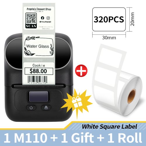 Phomemo M110 Bluetooth Label Maker, Portable Barcode Printer A