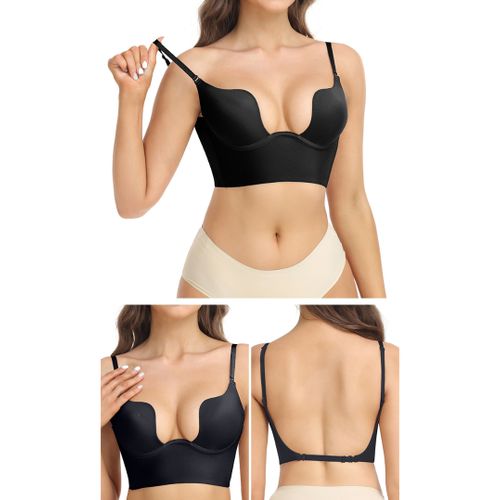 Bras Sexy Push Up Bra For Women Low Cut Plunge Brassiere Open Back