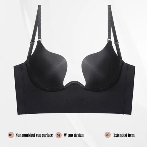 Women Deep U Plunge Backless Under Dress Invisible Push Up Bra