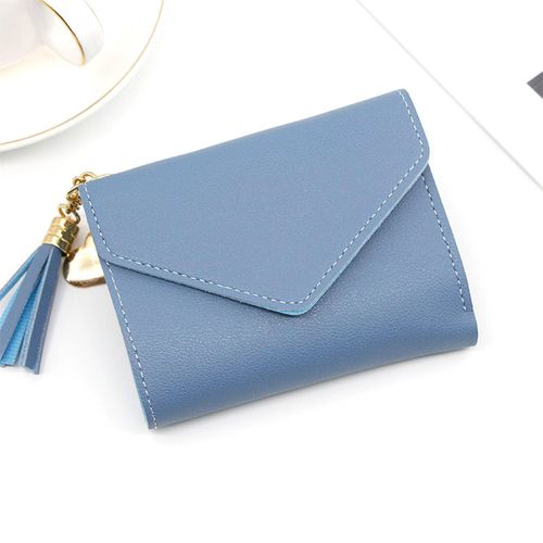 product_image_name-Fashion-Women’s Blue Short Wallet – Envelope Flap, Heart Tassel Charm, Multi-Card Organizer-7