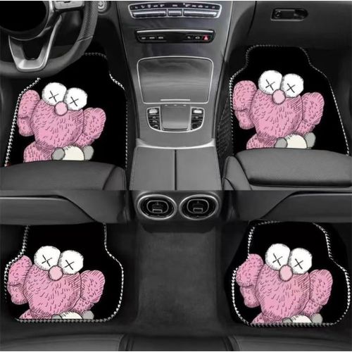 product_image_name-Generic-Universal 4-Piece Premium Car Floor Mat Set - Urban Streetwear Graffiti Design (Pink/White/Black)-1