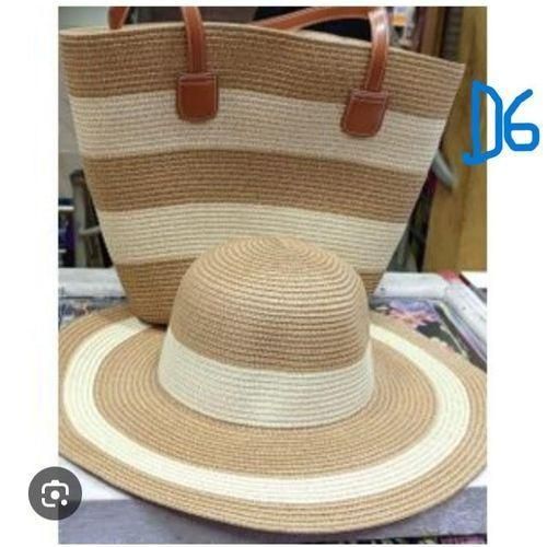 Cap 2in1 Woven Rattan Beach Bag and Matching Sun Hat - image 4
