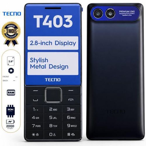 Tecno T403 Dual SIM 2.8 inches 2000mah.Black