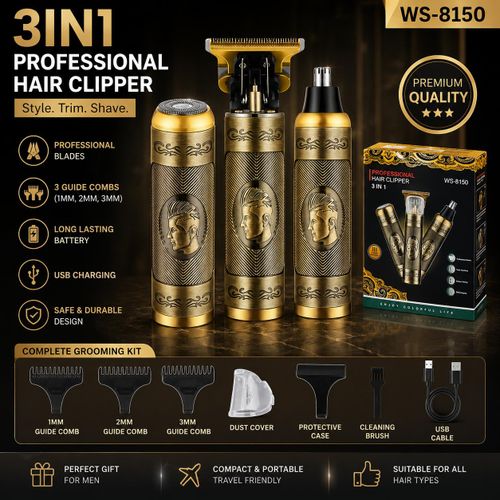 Generic WS-8150 Professional 3-in-1 Hair Clipper & Trimmer Set