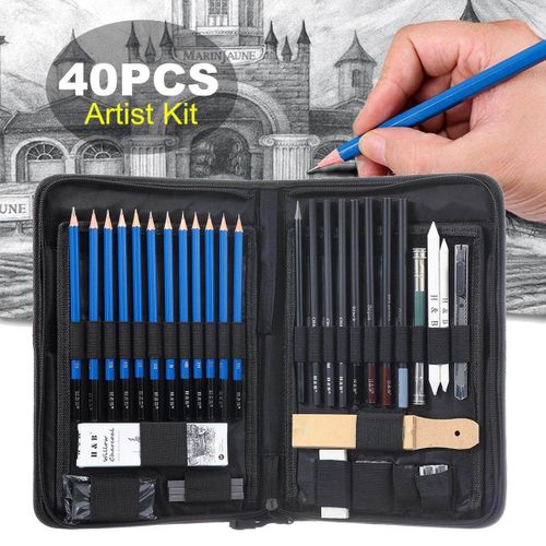 Professional Sketching, Drawing, Art Tool Kit - 38 Pcs Pencil Art Kit with  Rolling Pouch-Includes 8B,