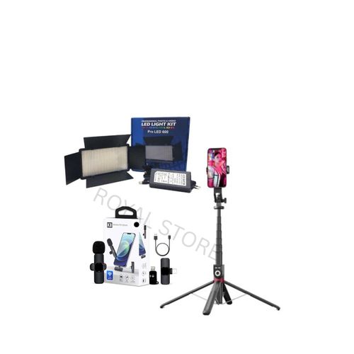 product_image_name-Generic-Led 600 Pro, Light,  P225 TK Selfie Stick and K8 Lapel Mic-1