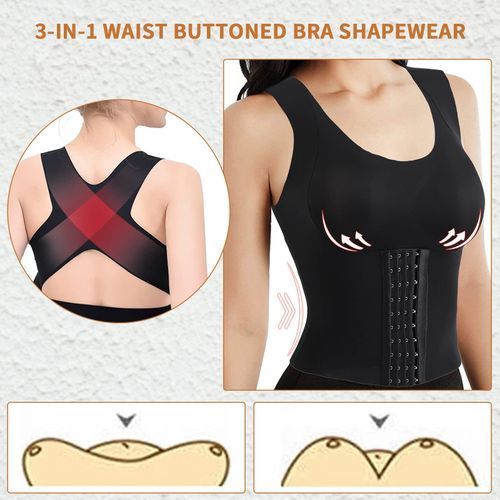 3-in-1 Waist Buttoned Bra Shapewear & Posture Corrector – Contorly