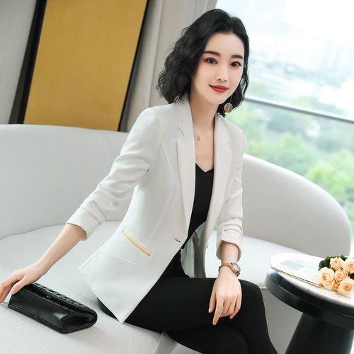 Fashion （White）Ladies B Long Sleeve Blaser Women Suit Jacket Female  Feminine B Femme