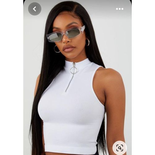 Fashion White Harmless Turtle Neck Crop Top