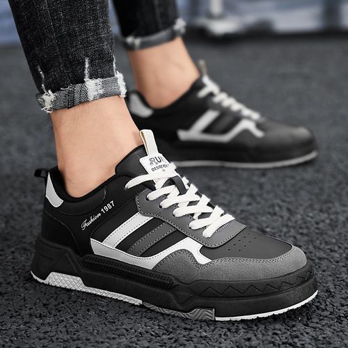 Fashion Breathable PU Leather Sneakers Male Flat Shoes Men s Shoes Black Jumia Nigeria