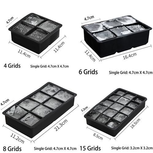 6 Grid Big Ice Tray Mold Food Grade Silicone Ice Cube Mold Square Ice Cube  Tray Mold Bar Pub Wine DIY Ice Cube Maker With Lid - AliExpress