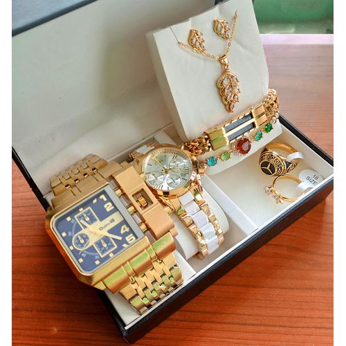 product_image_name-Oulm-Top Sellling Italian Chain Couples WristWatch + Very Awesome Couples Bracelets,Jewelry Set &Rings-1