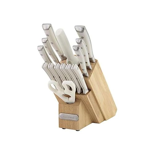 Generic FARBERWARE PROFESSIONAL 15PC FORGED TRIPLE RIVETED KNIFE BLOCK SET ( RED / WHITE)