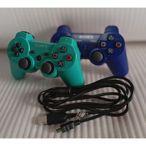 product_image_name-Sony-PS3 WIRELESS GAME PAD + Free USB Cord  - Blue and Green-1