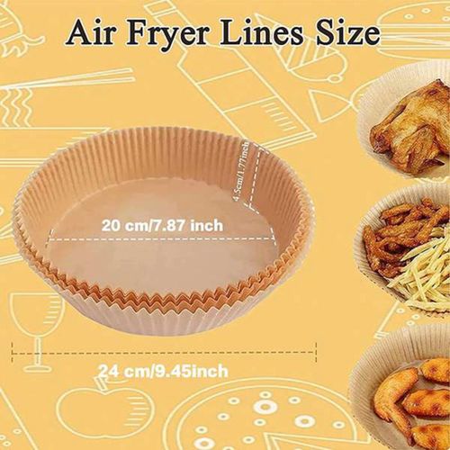 100 PCS Air Fryer Disposable Paper Liner 7.9Inch/ 20cm Non-stick Baking  Paper for Air Fryer Oil-proof Water-proof Parchment for Baking Roasting