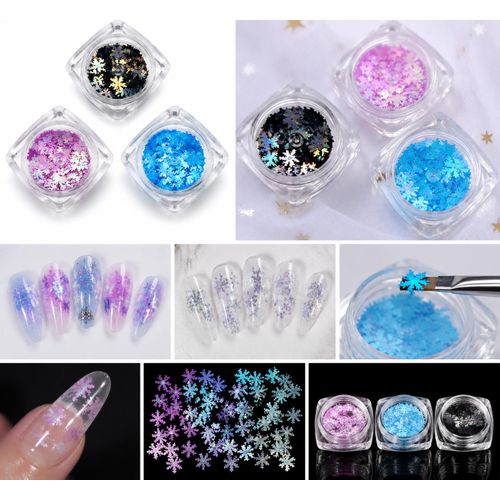 Generic 3 Colours Snowflake Nail Art Glitter Powder Set - image 2