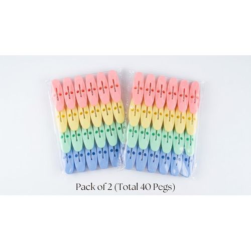 Generic 40 pcs Plastic Clothes Pegs Set - Heavy-Duty Windproof Laundry Clips for Clothesline & Hangers