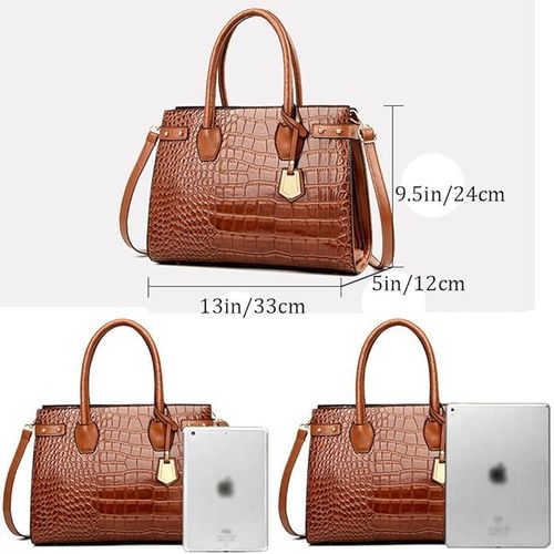 product_image_name-Fashion-3Pcs Purses and Handbags Pattern Ladies Tote Bag PU Leather Top Handle Satchel Crossbody Bag for Women Work Travel-3