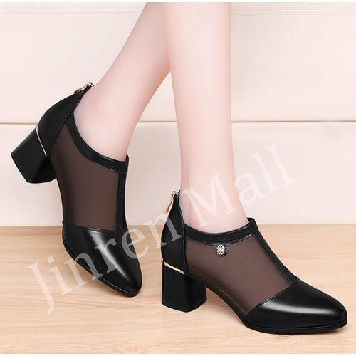 Ankle Strap Block Mid Heels Womens Pointy Toe Pumps Sandals Casual Work  Shoes Sz | eBay