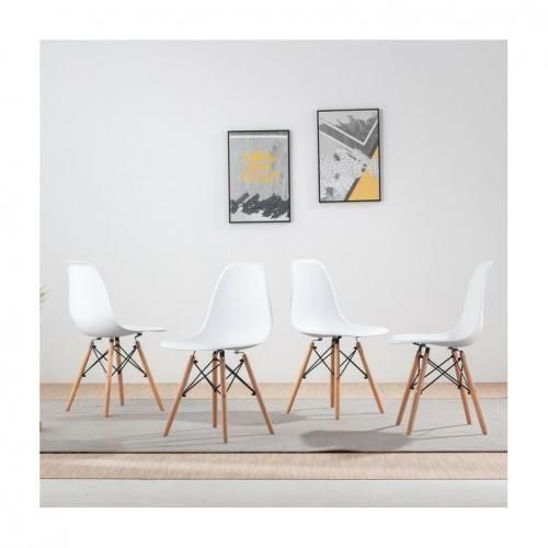 product_image_name-Generic-Dinning Plastic Chair With Wooden Leg- Set Of 4-1