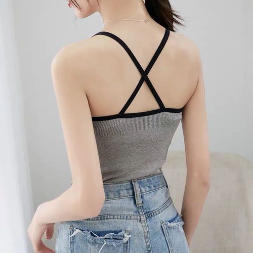 Fashion Grey And Black Quality Ladies Bra Camisole Top/Yoga Top