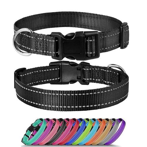 Generic Adjustable Pet Collar & Leash Set - 2Pcs Reflective Nylon Night Safety Dog Rope (Green M) - image 2