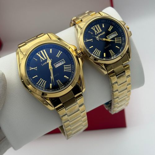 Lookworld Original Quality & Extra Rugged Non Fading Couples Gold/Black Wristwatch