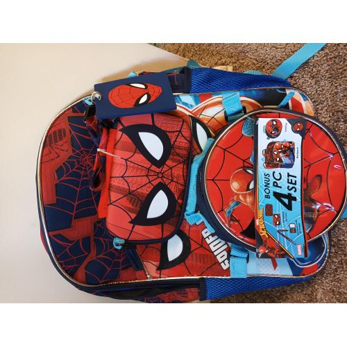 product_image_name-Spider Man-Water Resistant Spiderman (4 in 1) Backpack, Lunch Bag , Pencil Bag and, ID card Holder  17"(Big Size )-2
