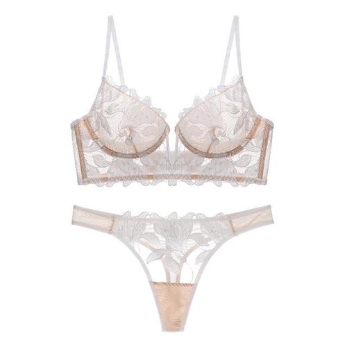 Generic Brskbzda Sexy Lingerie Luxury Lace Embroidery Fancy Women Underwear  Set Pushup Sex Bra And Briefs Set Transparent Erotic Thongs