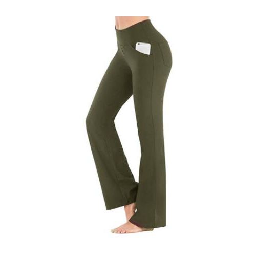 Fashion （green）Bootcut Flare Pants For Women With Pockets High Waist  Workout Pants For Women Bootleg Work Pants Dress Pants Plus Size 4XL WJu