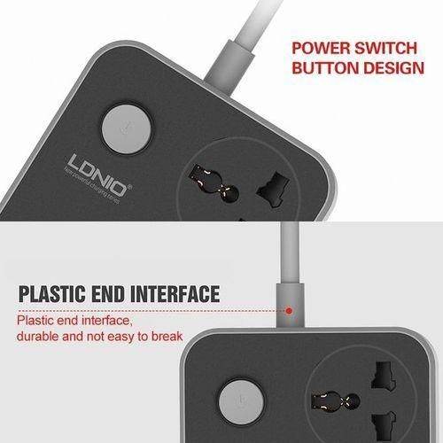 LDNIO 3-Way Universal Power Strip Extension - 6 Fast Charging USB Ports (2500W) - image 6