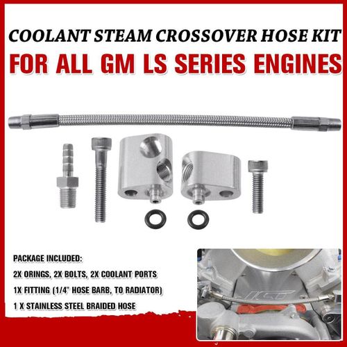 LS LS1 Throttle Body Coolant Bypass Hose Kit - Braided Aluminum, Leak Tested, 1 Year Warranty