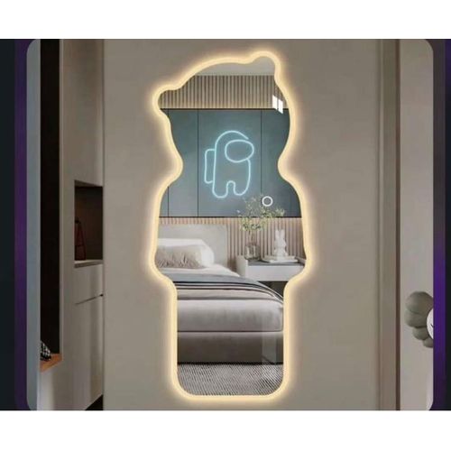 product_image_name-Generic-Luxury Teddy-Shaped LED Wall Mirror – 3-Tone Light Modes-2