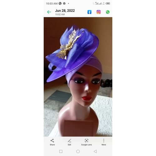 product_image_name-Fashion-Ladies Turban Cap With Fascinator Purple-1