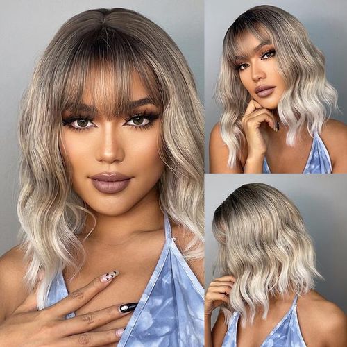 Wavy bob synthetic wig sale