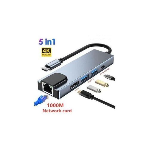 product_image_name-Generic-Original 5 In 1 USB Type C Hub HDMI Rj45 Lan Adapter For Macbook Pro-1